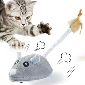 Interactive Cat Toys Simulation Automatic Robotic Mice Toy with Feather Cats  Electric Mouse Toy for Indoor Cats/Kittens USB