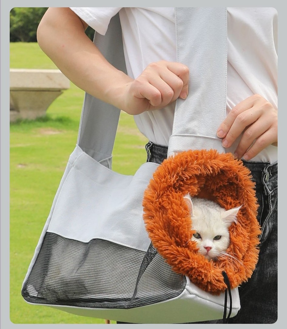 Portable Pet Canvas Shoulder Lion-Shaped Holder Pet Cat Sling Carrier Bag Fashion Bolsa Para Mascotas Foldable Cat Carrier Bag