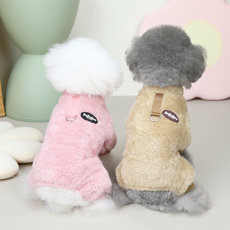 Turtleneck Dog fleece Sweater Plush Onesie Soft Cat Apparel Pet Clothes Winter warm  4 legged clothes for puppy Teddy small dog