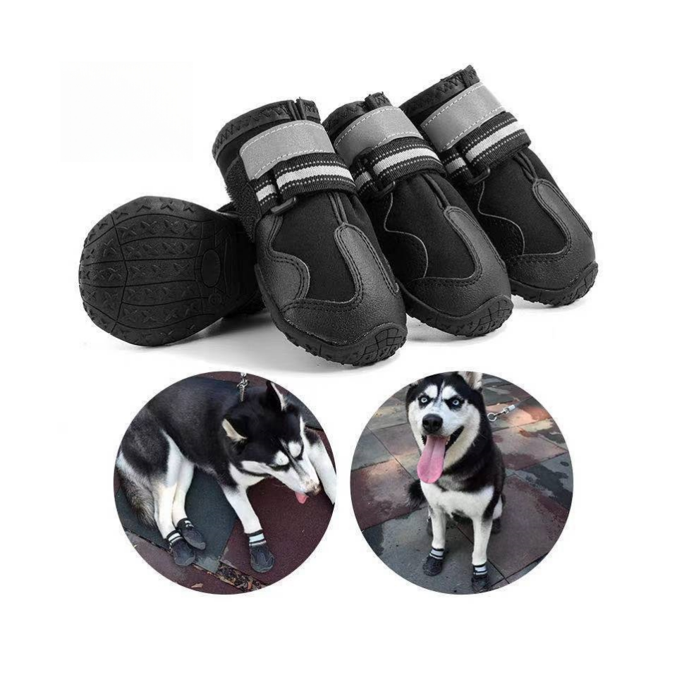 Customized OEM Dog Shoes Winter Dog Boots & Paw Protectors Waterproof Reflective Strips Rugged Anti-Slip Dog Sneaker Pet Shoes