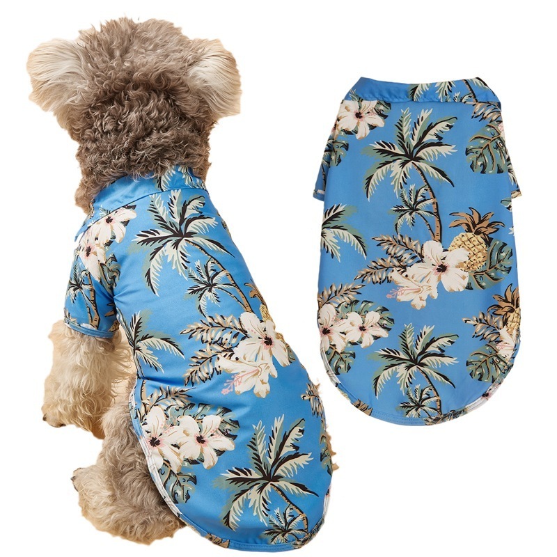 2024 new Pet clothing Hawaiian Seaside shirt Summer T-Shirts Hawaii Style Floral Dog Breathable Cool Clothes Pet dog beach shirt