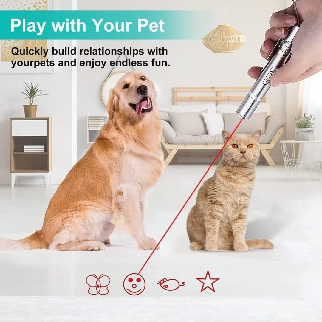 Cat Toys 5 Modes Laser Pointer USB Recharge Laser Interactive Cat Chaser Toy Multifunctional Ultraviolet Pet Interactive Toys