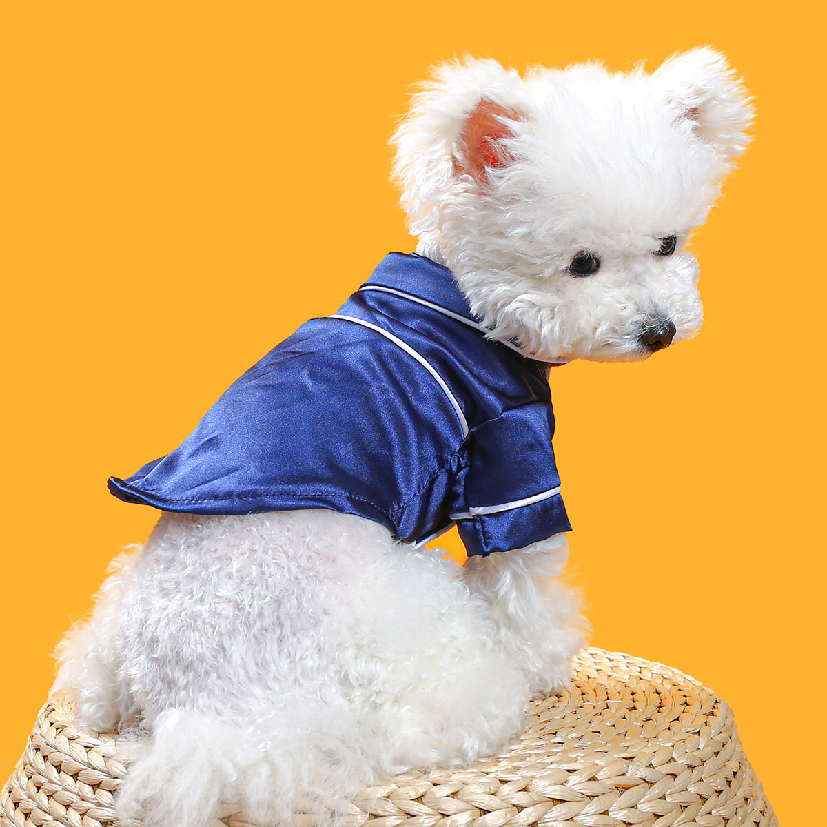 Luxury Small Dog clothes Cat Silk Pajamas Pet Soft Lapel Two-Legged Sleepwear Shirt for eddy Bear Pomeranian Bulldog Pet Clothes