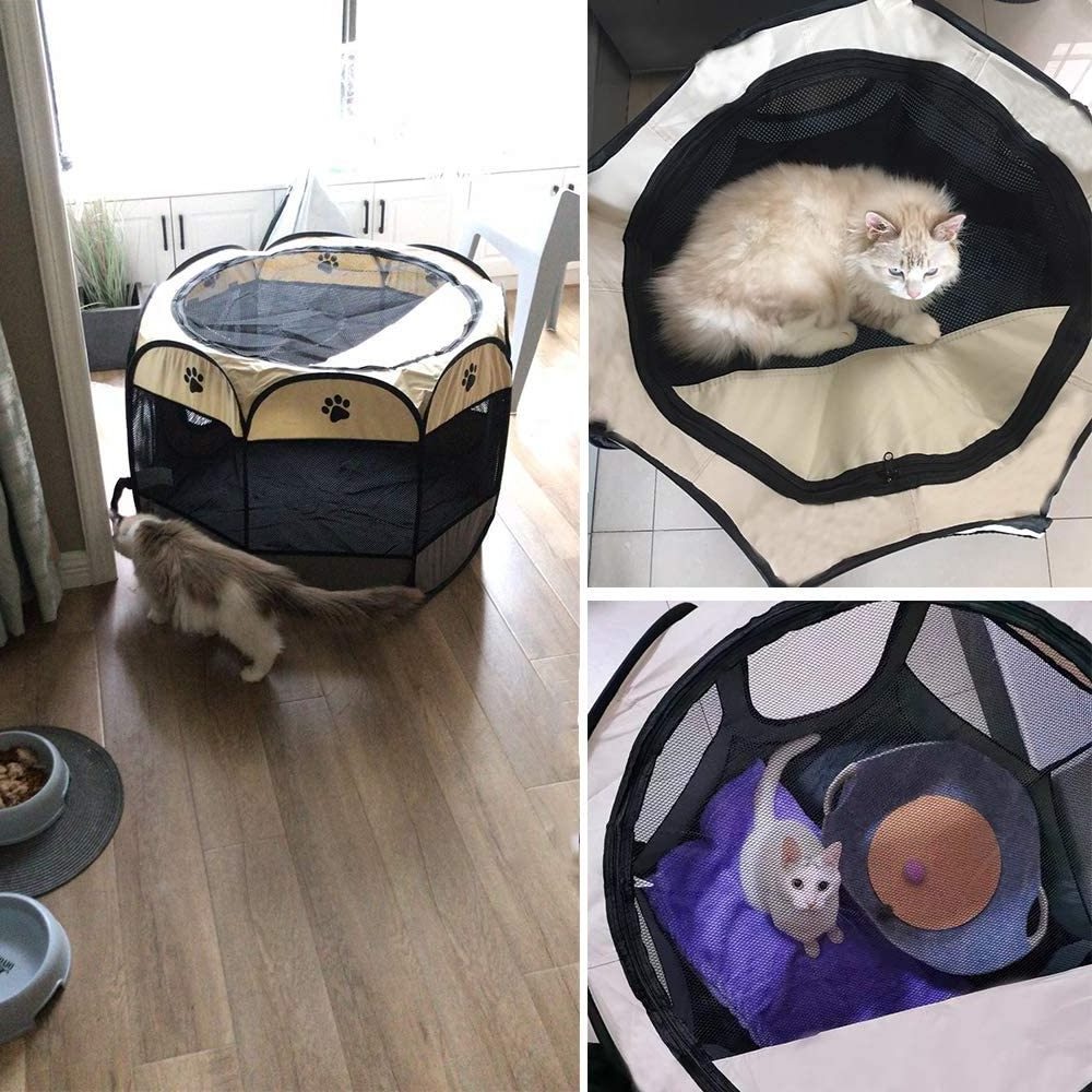 Pet Foldable Portable House Breathable Outdoor Pet Cat Kennel Bed Small Dog Playground Playpen Outdoor Travel Camping Tent