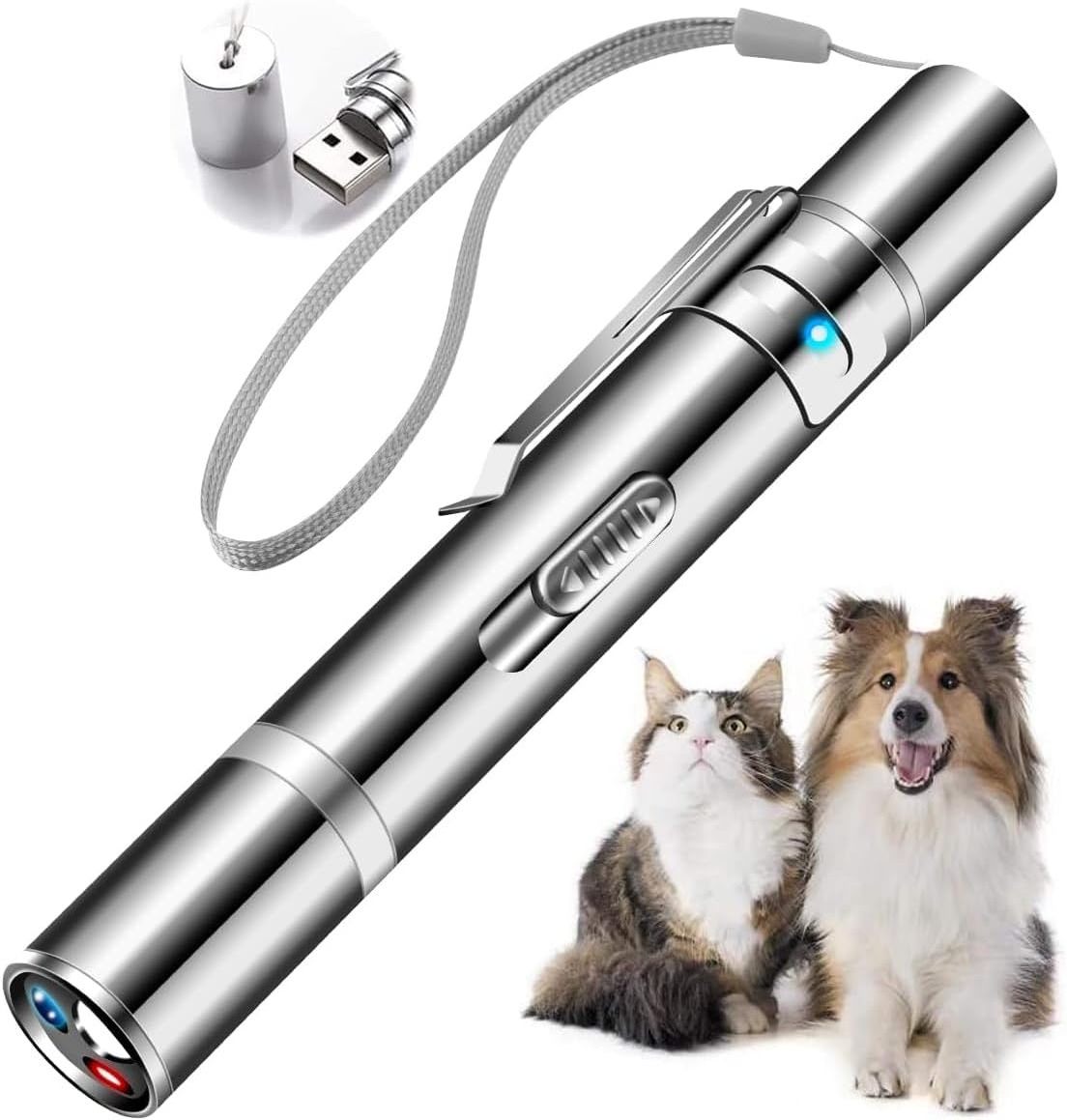 Cat Toys 5 Modes Laser Pointer USB Recharge Laser Interactive Cat Chaser Toy Multifunctional Ultraviolet Pet Interactive Toys