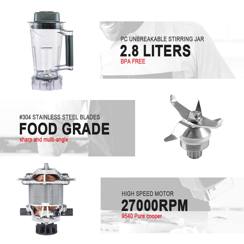 2L 1500W Annual Hot Sale Heavy Duty Industrial Food Blender Processor