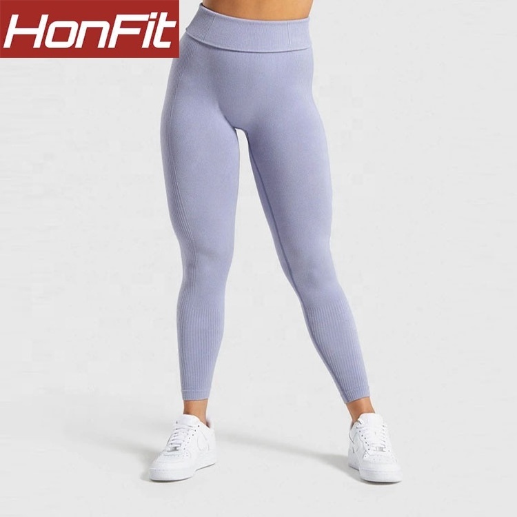 Custom high quality tummy control women's grey seamless camel toe polyamide legging