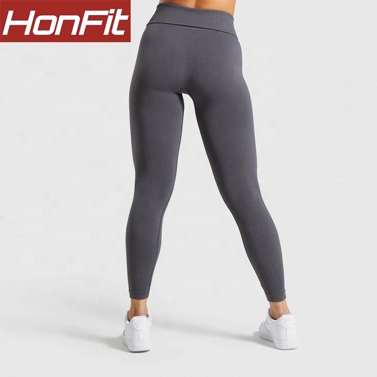 Custom high quality tummy control women's grey seamless camel toe polyamide legging