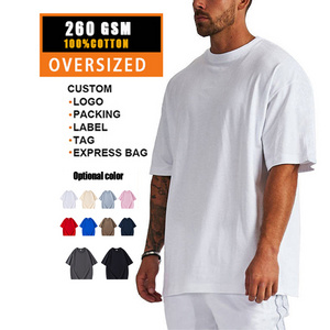 premium soft cotton hip hop blank man's oversized heavyweight tshirt 260 gsm drop shoulder t shirt