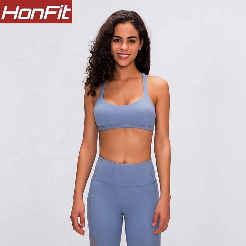 Fashion Stylish Shockproof Gym Crop Top womens quality custom sports crane bra with logo