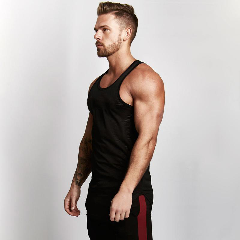 Quick Dry Polyester Breathable Sports Tank Top Sublimation Mens Gym Stringer Singlet