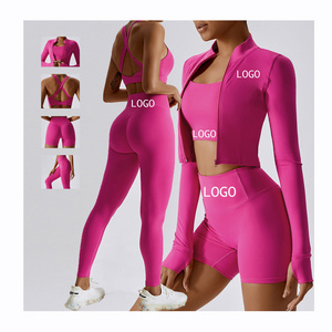 Wholesale Plus Size Fitness Women Gym Yoga Wear Clothing Workout Sportswear Butt Lift Pants Women 4 Piece Yoga Sets