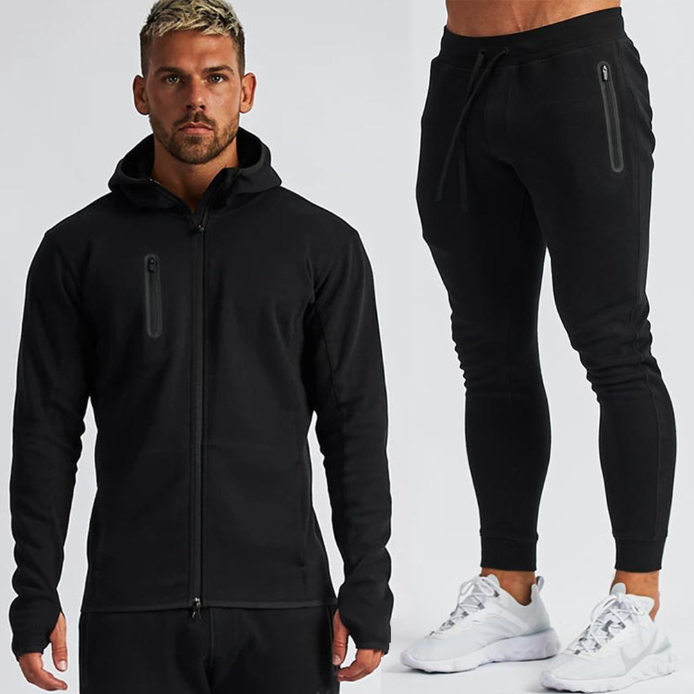 Custom gym wear men  training and jogging wear mens gym jackets men joggers suits set