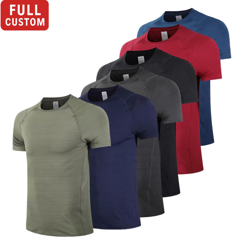 Custom Logo Plain Moisture Wicking performance Quick Dry sport shirt 90%polyester 10%spandex elastane Gym T Shirts for men