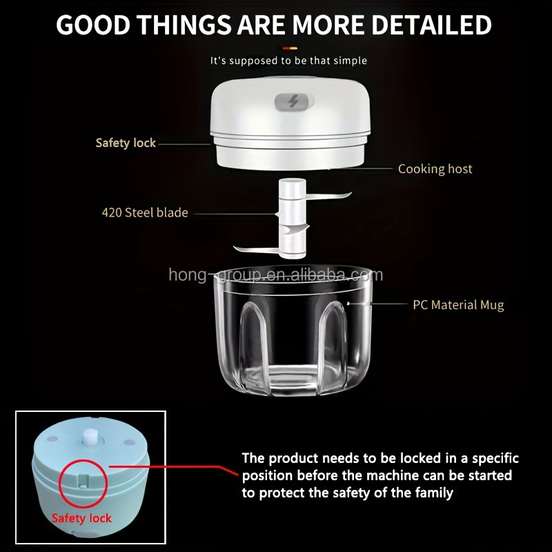 Wireless Portable Electric Mini Food Mincer with USB Charging Baby Food Processor Electric Garlic Chopper for Kitchen