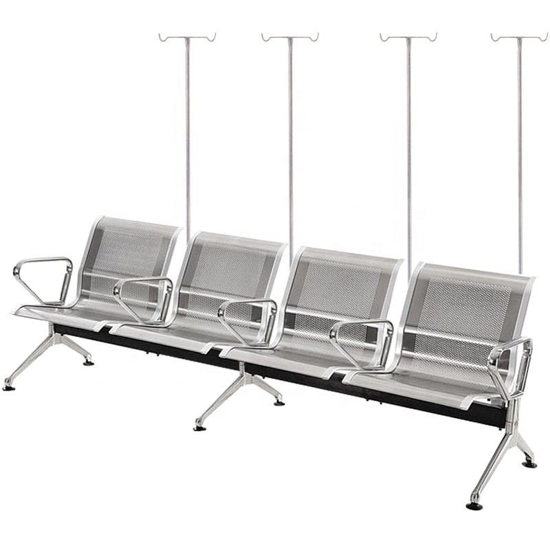 Hongan medical 3/5 Seater Hospital Waiting Infusion Chairs With IV Drip Stand steel Accompany Wait Chair