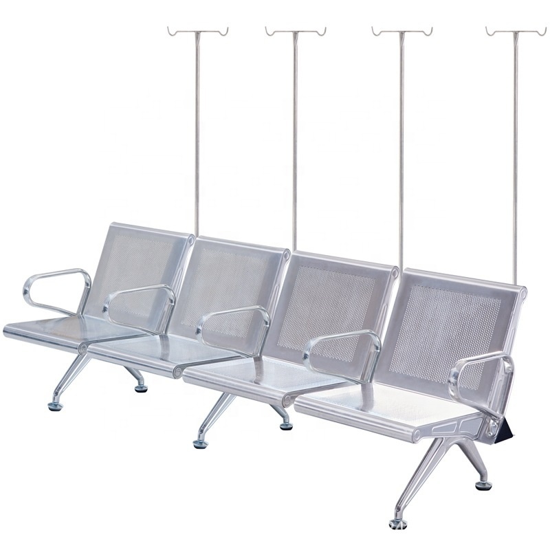 Hongan medical 3/5 Seater Hospital Waiting Infusion Chairs With IV Drip Stand steel Accompany Wait Chair