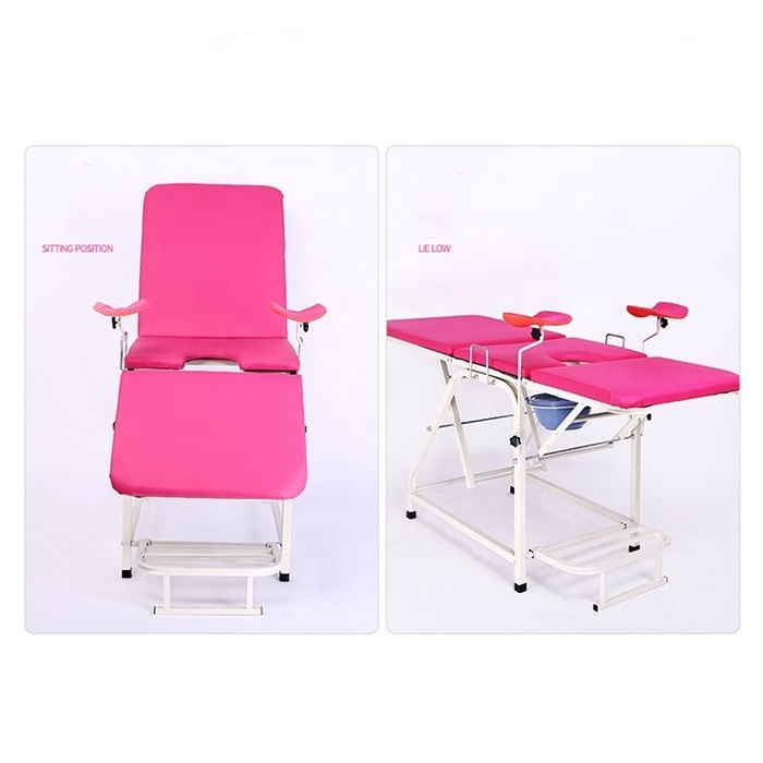 Hongan medical portable manual stainless steel gynecological examination chair table obstetric gynecology hospital delivery bed