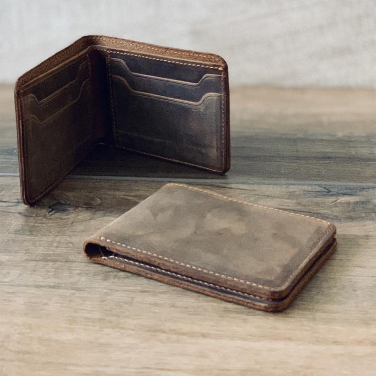 Custom Crazy Horse Wallet For Men Bifold Genuine Leather Wallets