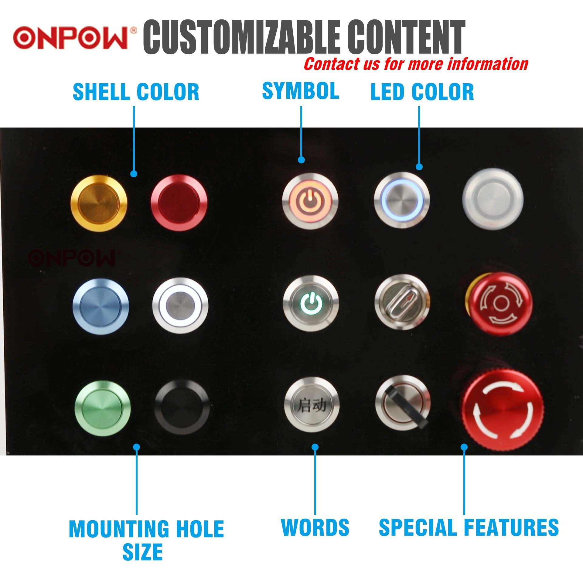 Illuminated metal momentary waterproof push button switch 12mm 16mm 19mm 22mm push button with plug