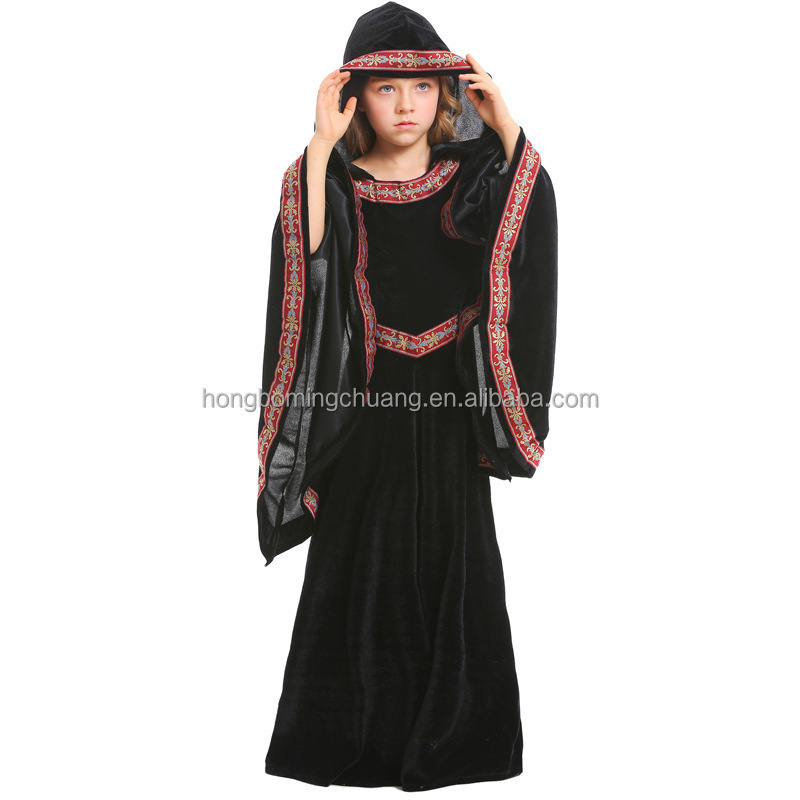 European Medieval Halloween Wine Red Vampire Children's Clothing Girls Party Vampire Witch Costumes