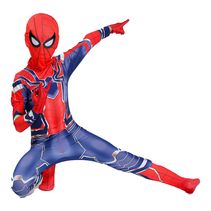 New Style Bodysuit Superhero Party Halloween New Red Black Iron Spiderman Cosplay Costume For Adult&Children