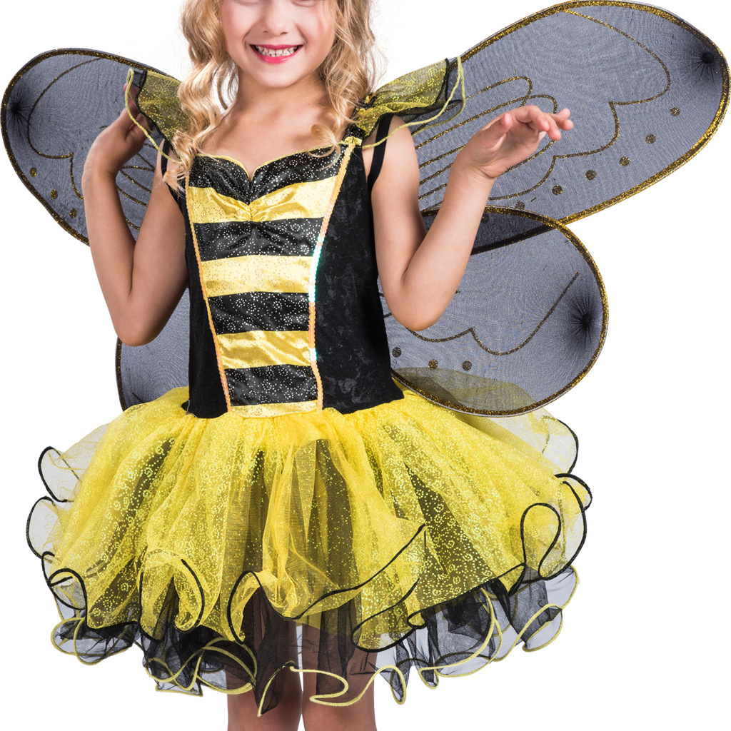 Low Price Bumble Bee Costume Kids Bee Costume Toddler Fancy Dress Halloween Dress with Bee Wings