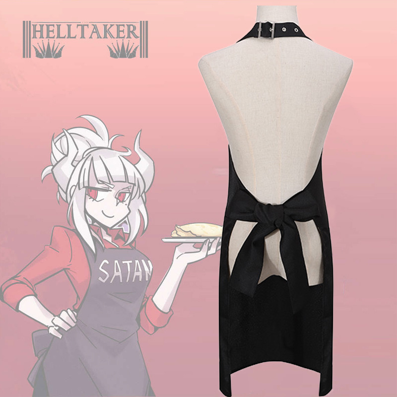 Party Funny Outfit Game Costumes Helltaker Halloween Dress Adjustable Black Apron Sexy Maid Costume