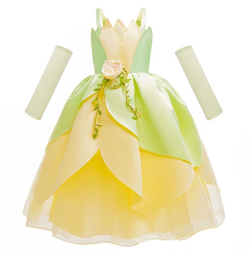 In Stock Green Princess Dresses Party Fairy Tale Frog Princess Dress Movie Halloween Children Costume