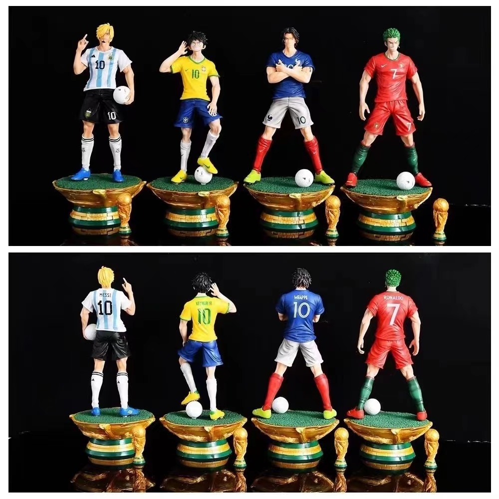 On Sale Luffy Zoro Sanji ACE Cos Neymar Cristiano Ronaldo Messi Mbappe Soccer Figure Sports Action Figures