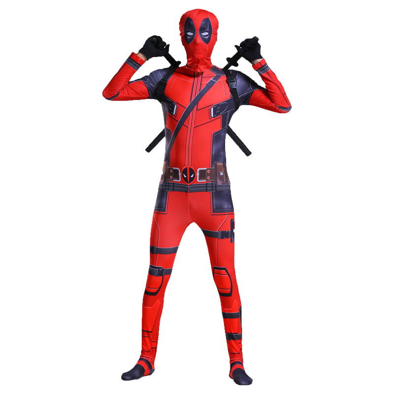 Cool Headgear Adults Boys Children Comic Anime Superhero Halloween Carnival Party Outfit Cosplay Dead pool Costume with Mask