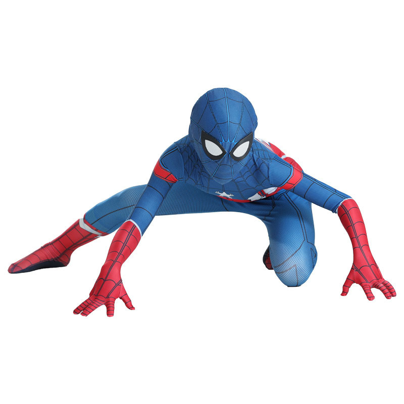 New Best Selling Superhero Cosplay Halloween Party Costume Kids Bodysuit Superhero Red&Blue Spiderman Costumes