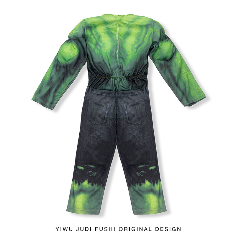 Kid Superhero Costumes Halloween Clothes Cosplay Suit Green Hulk Costumes with Muscle TV & Movie Costumes