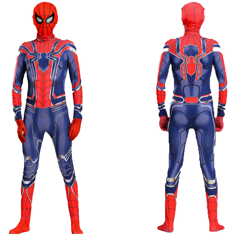 New Style Bodysuit Superhero Party Halloween New Red Black Iron Spiderman Cosplay Costume For Adult&Children