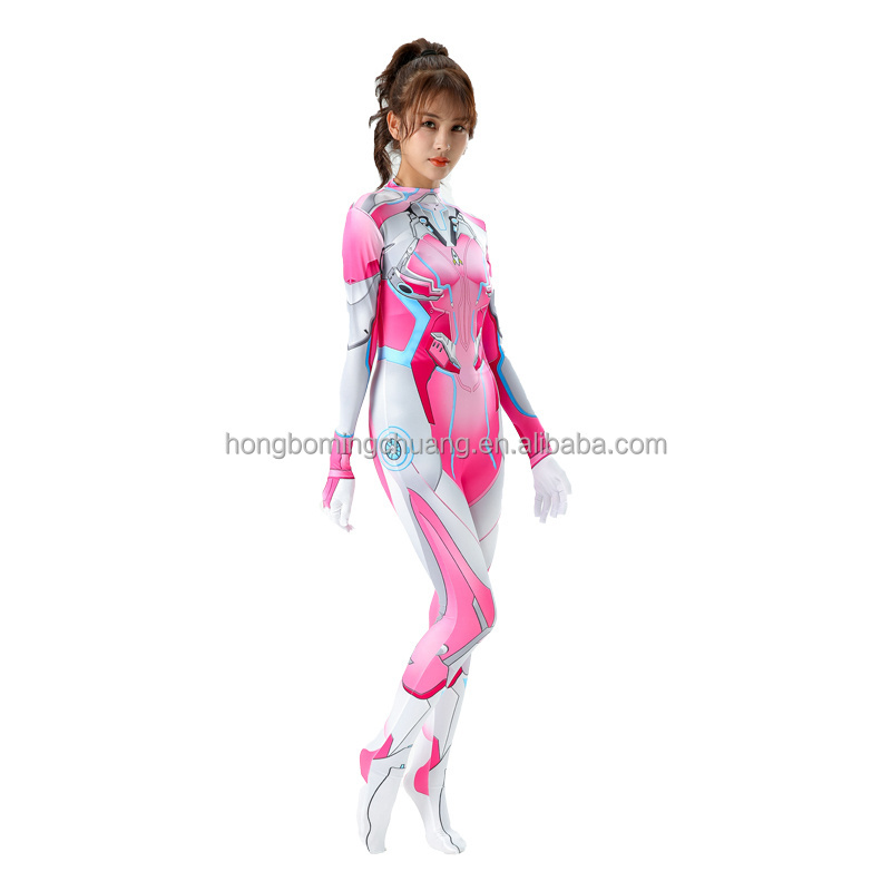 Future Sence Pink Long Sleeve Full Body Suits Tight Female Halloween Party Cosplay Jumpsuit Game for Peace Dream Rocket Costumes