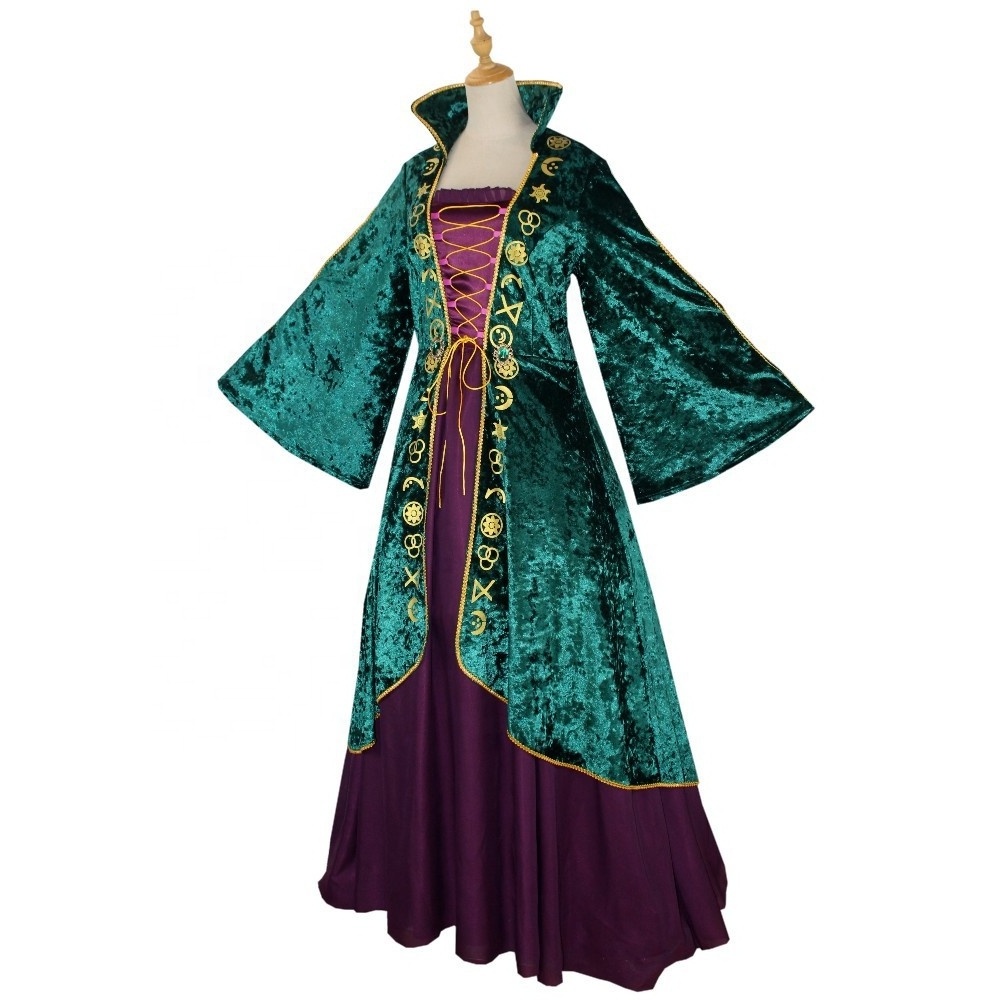 Hot Selling Hocus-Pocus Movie Costume Hocus-Pocus Costume Adult Medieval Fred Dress for Cosplay