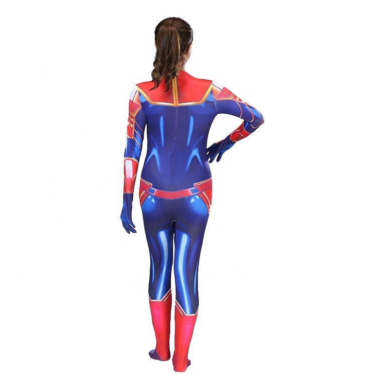 Movie Hot Sale Party Superhero 3D Printed Halloween Cosplay Jumpsuit Nanometer Sexy Bodysuit Captain Marvel Costumes for Women