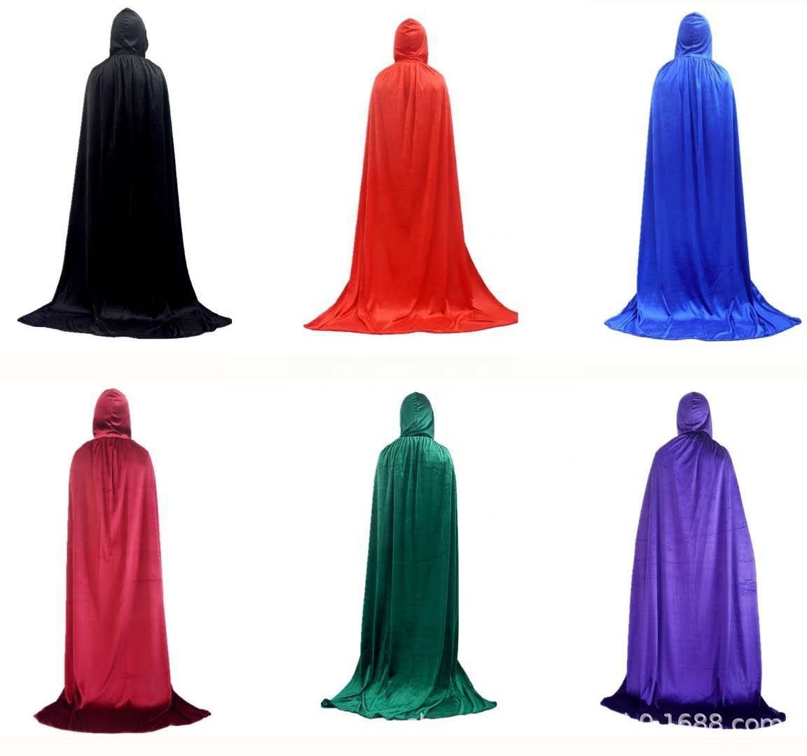 Wholesale Gold Velvet Cloak Halloween Cosplay Props Demon Vampire Cloak Witches Hoodie Cape Wizard Costume for Adults