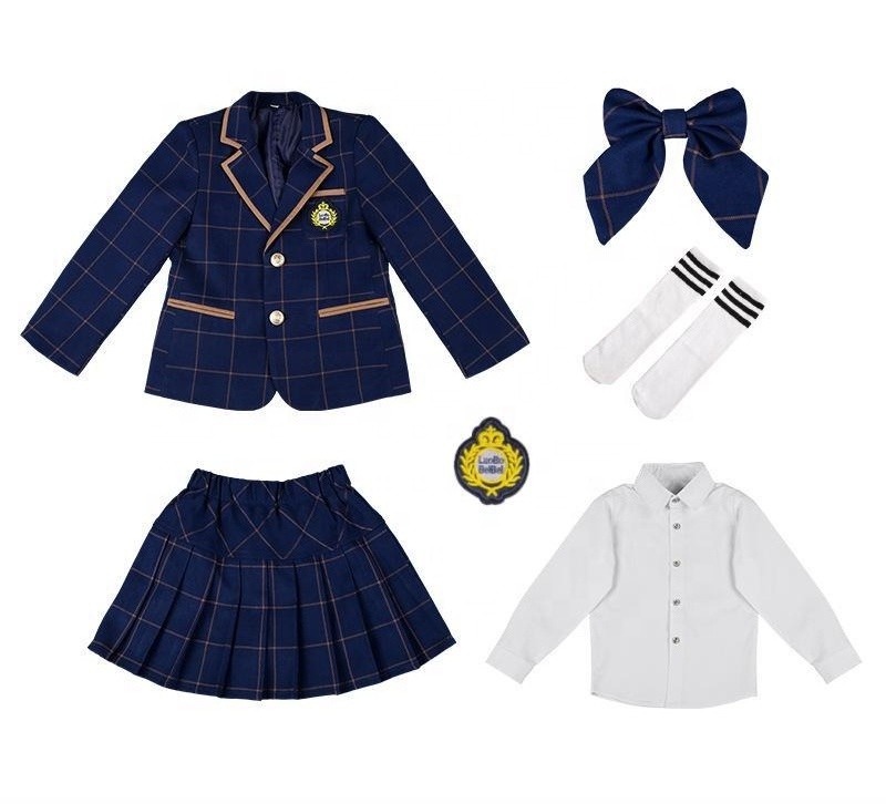 Hot British Style Primary School Uniforms Class Uniform Plaid Three-piece Kindergarten Uniforms