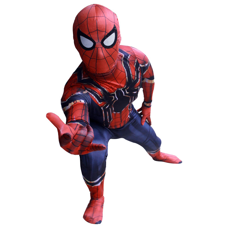 Movie Game Black Spider Jumpsuit Anime Halloween Cosplay Spiderman Superhero Iron Spider Costumes for Children Adults