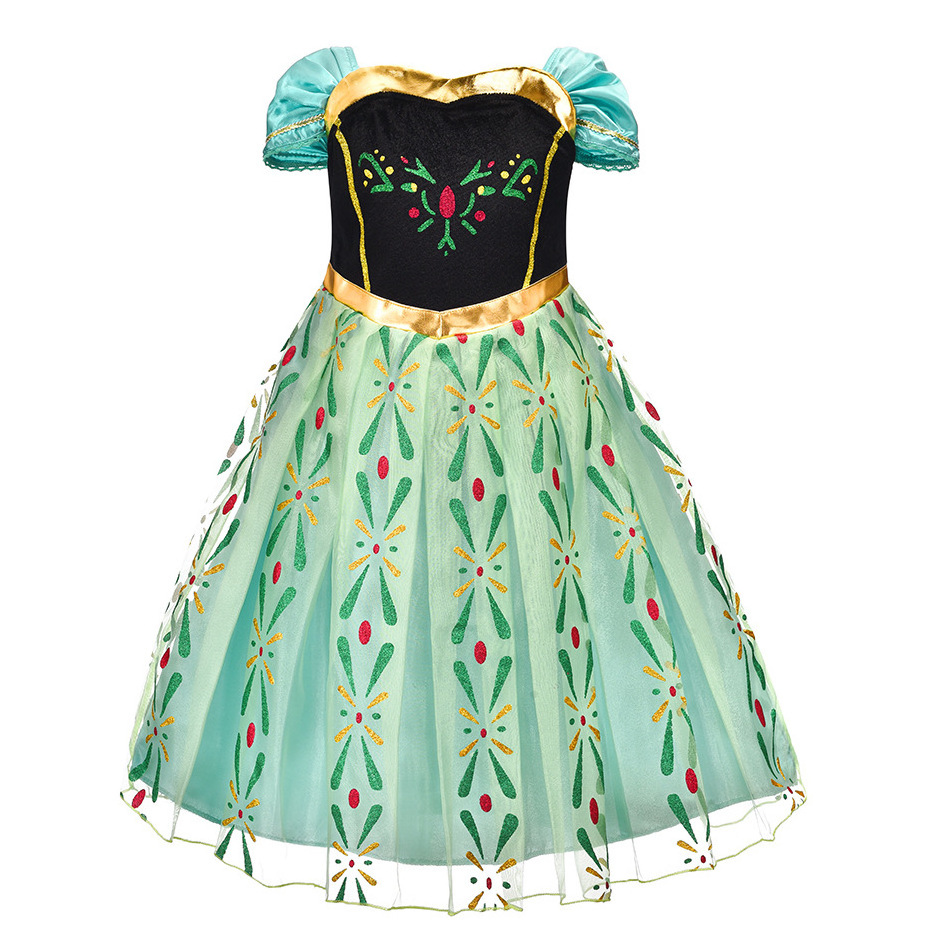 Best Made Princess Anna  Movie Costume Halloween Cosplay Dress up Children Dresses Girl Party Dresses