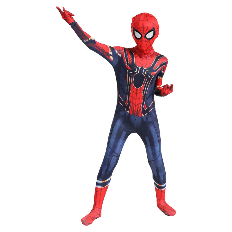 Movie Game Black Spider Jumpsuit Anime Halloween Cosplay Spiderman Superhero Iron Spider Costumes for Children Adults