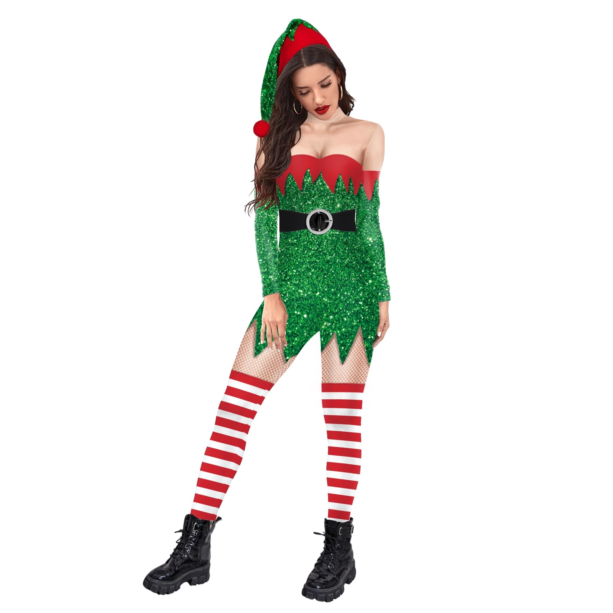 Wholesale Christmas Skirt Halloween Cosplay Party Bodysuit 3D Print Hip Wrap Sleeveless Dress TV&Movie Costume