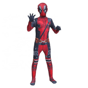 Boys Cool Movies Anime Superhero Halloween Xmas Party Gifts Cosplay Dead pool Children's Costumes with Headgear Swords Weapons