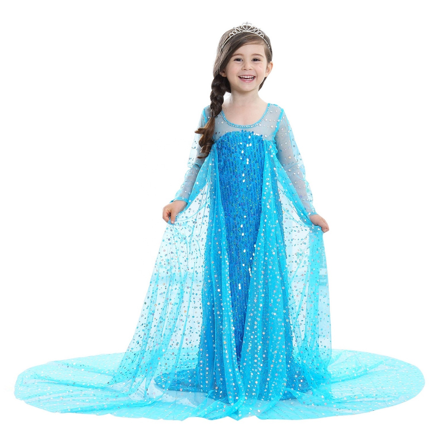 High Quality Fancy TV&Movie Dress Froze Elsa Costume Birthday Party Cosplay Costume Anna White Children Dresses Girl Party