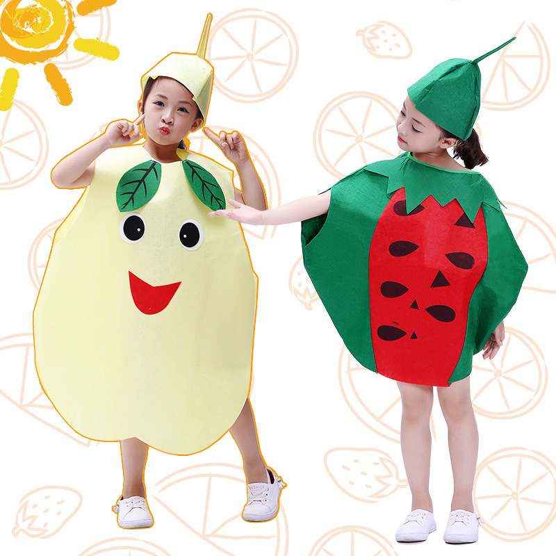 Unisex Children's Day Fruit Costume Polyester Fashion Show Vegetable Costume Halloween Cartoon Jumpsuit Costume