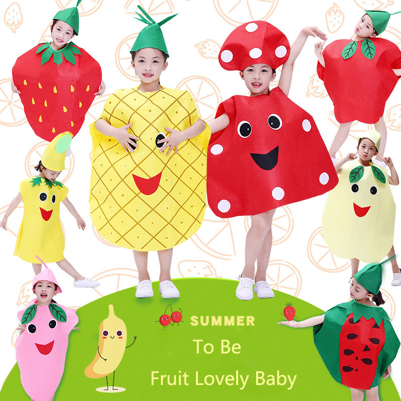 Unisex Children's Day Fruit Costume Polyester Fashion Show Vegetable Costume Halloween Cartoon Jumpsuit Costume