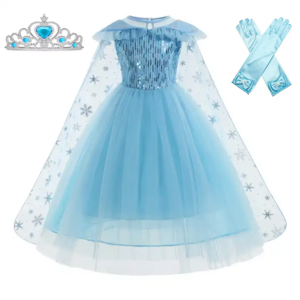 New Arrival Elsa Princess Cosplay Costume Polyester Dress with Accessories for Kids Children's Party Suits Halloween Birthday