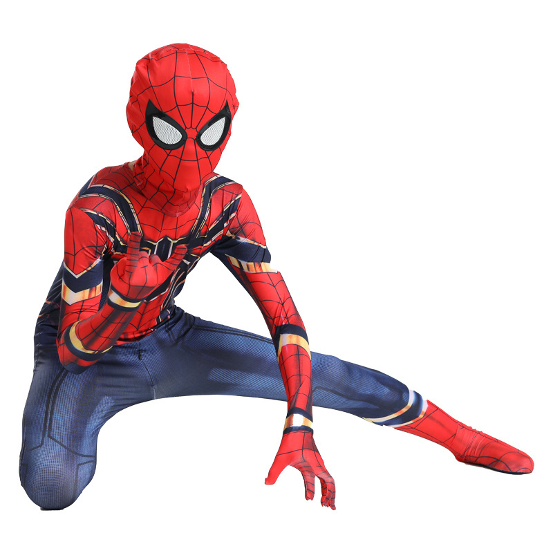 Movie Game Black Spider Jumpsuit Anime Halloween Cosplay Spiderman Superhero Iron Spider Costumes for Children Adults