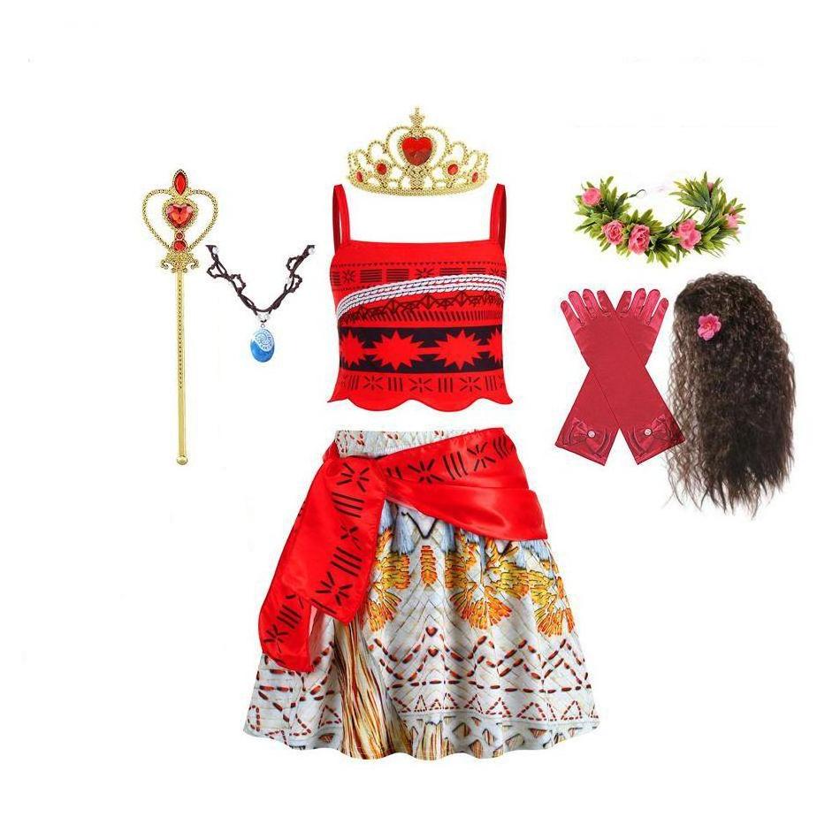 Best Made Moana Halloween Costumes For Kids Girls Skirt Set with Necklace Cosplay Costume Halloween